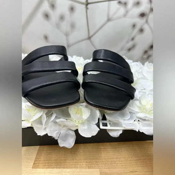 Vince leather Black Triple-Band Slide Sandals - Picture 2 of 8